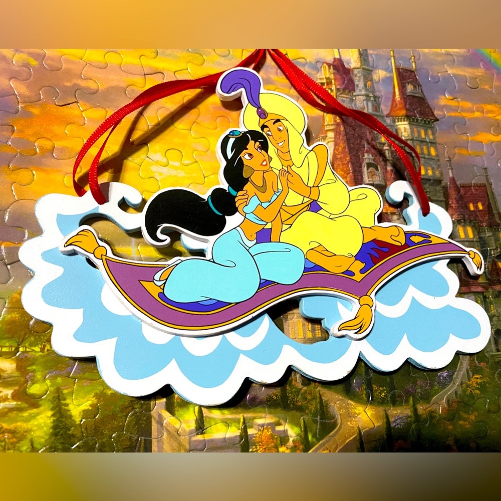 DISNEY’S ALADDIN VTG 90s KURT ADLER HANDCRAFT WOODEN CHRISTMAS ORNAMENT
